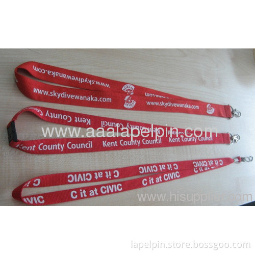 Red Lanyards Polyester Ribbed Lanyards